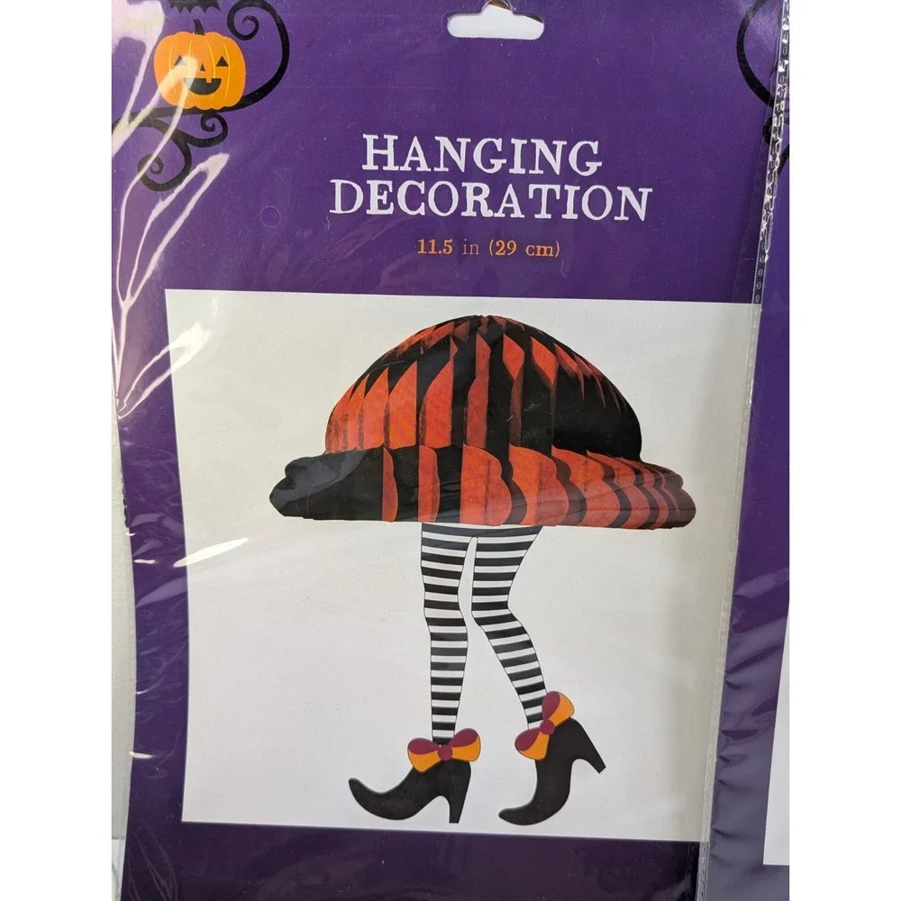 Halloween Witch Legs Paper Honeycomb Skirt Hanging Mobile Holiday Decor‎ X2